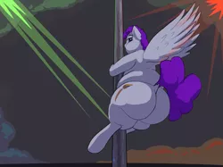 Size: 3011x2250 | Tagged: suggestive, artist:lupin quill, derpibooru import, oc, unofficial characters only, pegasus, pony, series:bayce me baby (weight gain), bedroom eyes, chubby, dock, fat, fat fetish, female, fetish, image, looking at you, pegasus oc, png, pole dancing, rolls of fat, solo, solo female, spread wings, stripper pole, tail, the ass was fat, thighs, thunder thighs, underhoof, weight gain sequence, wingboner, wings