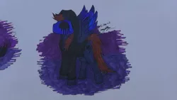 Size: 1192x670 | Tagged: grimdark, artist:jinbeizamezama, derpibooru import, ponified, pegasus, pony, clothes, creepypasta, eyeless jack, hoodie, image, jpeg, male, marker drawing, no eyes, no mouth, signature, spread wings, stallion, traditional art, wings