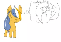 Size: 753x522 | Tagged: safe, anonymous artist, derpibooru import, oc, oc:kuro the epic pony, oc:sun showers, unofficial characters only, earth pony, pony, image, ms paint, png, sad, thinking