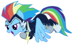 Size: 640x389 | Tagged: safe, artist:benpictures1, derpibooru import, rainbow dash, zapp, pegasus, pony, power ponies (episode), cute, dashabetes, female, image, inkscape, open mouth, png, power ponies, simple background, solo, transparent background, vector