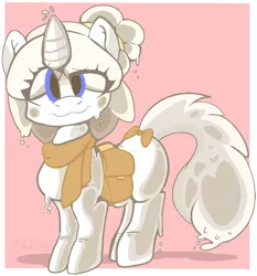 Size: 826x888 | Tagged: safe, artist:malachimoet, derpibooru import, oc, unofficial characters only, pony, unicorn, bag, bowtie, clothes, image, looking at you, milk, milk pony, png, scarf, solo