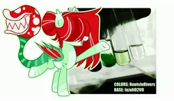 Size: 4096x2390 | Tagged: safe, artist:gothalite, derpibooru import, oc, unofficial characters only, monster pony, original species, piranha plant pony, plant pony, pony, augmented, augmented tail, bat wings, hair over eyes, image, jpeg, plane, plant, raised hoof, solo, wings
