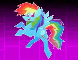 Size: 2048x1592 | Tagged: safe, artist:yumkandie, derpibooru import, rainbow dash, pegasus, pony, female, geometry, geometry dash, image, jpeg, solo