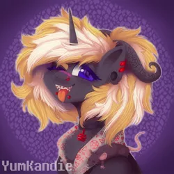 Size: 2048x2048 | Tagged: safe, artist:yumkandie, derpibooru import, oc, unofficial characters only, rat, unicorn, bandaid, bandaid on nose, braces, choker, clothes, devil horns, ear piercing, earring, female, horns, image, jewelry, jpeg, leviathan cross, lip piercing, nose piercing, nose ring, pentagram, pet, piercing, satanism, snake bites, tongue out
