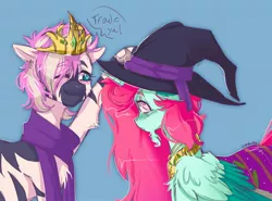 Size: 2048x1514 | Tagged: safe, artist:yumkandie, derpibooru import, oc, oc:aria, unofficial characters only, alicorn, zebra, alicorn oc, clothes, clothes swap, colored wings, crown, ear piercing, earring, facial hair, female, goatee, hat, horn, image, jewelry, jpeg, piercing, regalia, scarf, wings, witch hat, zebra oc