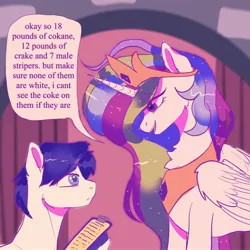 Size: 2048x2048 | Tagged: suggestive, artist:yumkandie, derpibooru import, princess celestia, alicorn, pony, clipboard, cocaine, dialogue, drugs, female, image, implied drug use, jewelry, jpeg, male, master chief and luna hanging out, meme, peytral, regalia, text