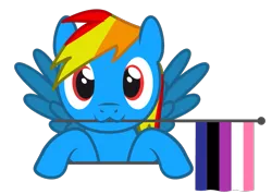 Size: 763x544 | Tagged: safe, artist:hazel bloons, derpibooru import, oc, oc:sunamena, unofficial characters only, pegasus, pony, 1000 hours in ms paint, blue coat, bust, commission, cute, female, flag, genderfluid pride flag, holding, holding a flag, image, looking at you, mouth hold, multicolored hair, png, pride, pride flag, pride month, red eyes, simple background, smiling, solo, transparent background, wings, ych result
