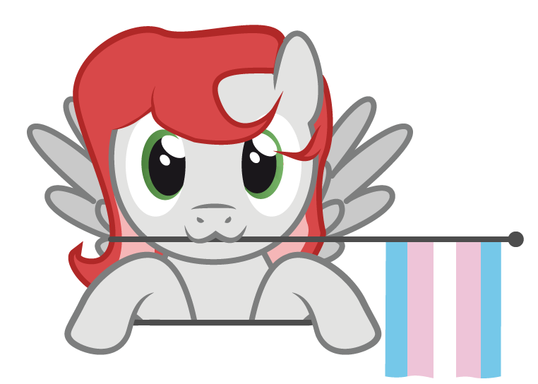 Size: 762x544 | Tagged: safe, artist:hazel bloons, derpibooru import, oc, oc:benevolence, unofficial characters only, pegasus, pony, bust, commission, cute, female, flag, green eyes, holding, holding a flag, image, looking at you, mouth hold, png, pride, pride flag, pride month, red hair, simple background, smiling, solo, transgender pride flag, transparent background, white coat, ych result