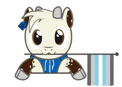 Size: 762x544 | Tagged: safe, artist:hazel bloons, derpibooru import, oc, oc:hazel bloons, unofficial characters only, goat, brown eyes, bust, clothes, commission, cute, demiboy pride flag, ear tag, flag, holding, holding a flag, hoodie, hooves, horns, image, looking at you, male, mouth hold, png, pride, pride flag, pride month, simple background, smiling, solo, transparent background, white fur, ych result