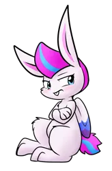 Size: 531x807 | Tagged: safe, artist:zutcha, derpibooru import, zipp storm, rabbit, winged rabbit, animal, blushing, bunnified, crossed arms, female, frown, g5, image, png, simple background, solo, species swap, transparent background, wings