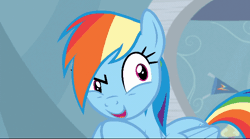 Size: 640x357 | Tagged: safe, derpibooru import, screencap, rainbow dash, tanks for the memories, animated, cropped, evil grin, g4, gif, grin, image, rainbow grinch, smiling, solo