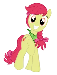 Size: 1024x1348 | Tagged: safe, artist:nyancir, derpibooru import, apple bloom, earth pony, pony, alternate cutie mark, alternate hairstyle, bow, female, grin, hair bow, image, looking at you, mare, neckerchief, older, older apple bloom, png, simple background, smiling, solo, transparent background, vector