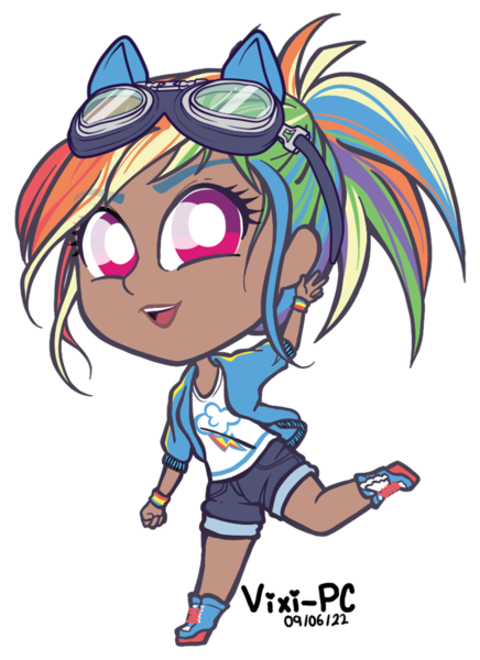 Size: 772x1062 | Tagged: safe, artist:vixi-pc, derpibooru import, kotobukiya, rainbow dash, human, chibi, cute, dashabetes, humanized, image, kotobukiya rainbow dash, png