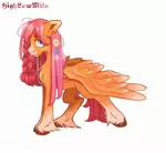 Size: 1460x1340 | Tagged: safe, artist:highlowmilo_, derpibooru import, fluttershy, pegasus, pony, braid, ear piercing, earring, female, flower, flower in hair, hooves, image, jewelry, jpeg, mare, piercing, simple background, solo, spread wings, wings