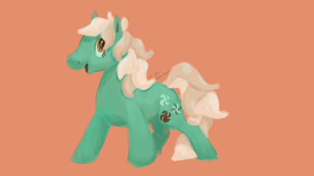 Size: 640x360 | Tagged: safe, artist:imiya, derpibooru import, minty, earth pony, pony, female, g3, image, mare, png, simple background