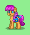 Size: 60x71 | Tagged: safe, artist:dematrix, derpibooru import, sunny starscout, earth pony, pony, pony town, bag, bow, cute, female, g5, green background, image, mare, pixel art, png, saddle bag, simple background, tail, tail bow