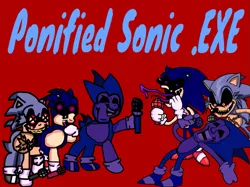 Size: 1119x838 | Tagged: semi-grimdark, artist:joelleart13, derpibooru import, ponified, earth pony, hedgehog, pony, .exe, blood, creepypasta, crossover, friday night funkin', fun is infinite, image, male, png, red background, simple background, sonic cd, sonic the hedgehog, sonic the hedgehog (series), sonic.exe, stallion, text, zalgo