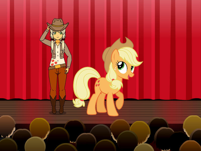 Size: 800x600 | Tagged: safe, artist:darkcrow67, derpibooru import, applejack, earth pony, human, pony, belt, boots, clothes, cowboy boots, cowboy hat, hat, high heel boots, humanized, image, jeans, jpeg, kisekae, pants, shirt, shoes, solo, vest