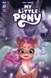 Size: 2063x3131 | Tagged: safe, derpibooru import, idw, official, princess twilight 2.0, sunny starscout, twilight sparkle, twilight sparkle (alicorn), alicorn, earth pony, pony, my little pony: a new generation, the last problem, spoiler:comic, spoiler:g5comic, spoiler:g5comic06, comic cover, feather, female, g5, image, mare, my little pony logo, older, older twilight, png, text