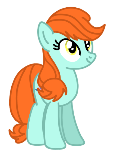 Size: 431x606 | Tagged: safe, artist:mattiedrawsponies, derpibooru import, bright eyes, earth pony, pony, my little pony tales, bright eyedorable, colored, cute, female, full body, g1, g1 to g4, g4, generation leap, hooves, image, mare, orange hair, orange mane, orange tail, png, smiling, solo, standing, tail, vector, yellow eyes
