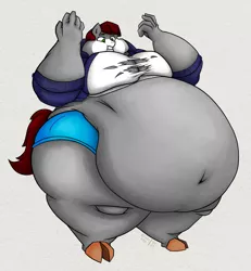 Size: 2800x3028 | Tagged: suggestive, artist:khaki-cap, derpibooru import, oc, anthro, earth pony, pony, anthro oc, belly, belly button, big belly, breasts, cheeks, chubby, clothes, digital art, earth pony oc, fat, fat boobs, hoodie, hooves, huge belly, image, male, moobs, obese, paper, png, shirt, stallion, t-shirt, tail, the ass is monstrously oversized for tight entrance, the ass was fat, the ass was too fat, tight clothing, torn clothes, wide hips, wide load, worried