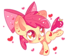 Size: 570x445 | Tagged: safe, artist:fluffy31, derpibooru import, apple bloom, earth pony, pony, adorabloom, apple, blushing, cute, female, filly, foal, food, happy, heart, heart eyes, image, kicking, looking back, png, simple background, solo, sticker, transparent background, wingding eyes