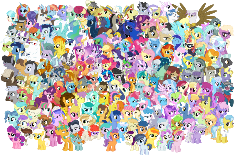 Size: 10337x6922 | Tagged: safe, artist:feather_bloom, derpibooru import, aloe, alula, amethyst star, apple bloom, apple brown betty, applejack, april showers, aura (character), babs seed, berry punch, berryshine, big macintosh, blossomforth, blues, bon bon, bow hothoof, bulk biceps, button mash, candy mane, caramel, carrot cake, carrot top, cheerilee, cheese sandwich, cherry berry, chipcutter, cloud kicker, cloudchaser, cloudy quartz, coco pommel, coconut cream, comet tail, cookie crumbles, cotton cloudy, cup cake, daisy, daring do, derpy hooves, diamond tiara, dinky hooves, discord, doctor fauna, doctor whooves, fancypants, fashion plate, featherweight, filthy rich, first base, flam, flash magnus, fleetfoot, fleur-de-lis, flim, flitter, florina tart, flower wishes, fluttershy, gabby, gallus, gilda, golden harvest, grace manewitz, granny smith, helia, hondo flanks, hoops, igneous rock pie, jet set, lemon hearts, lightning bolt, lily, lily valley, limestone pie, linky, lotus blossom, lucky clover, lyra heartstrings, mango dash, marble pie, maud pie, mayor mare, meadow flower, meadowbrook, minuette, mistmane, moondancer, mudbriar, noi, noteworthy, ocellus, octavia melody, parasol, peachy pie, peppermint goldylinks, petunia paleo, pinkie pie, pipsqueak, piña colada, pluto, pokey pierce, ponet, posey shy, pound cake, princess cadance, princess celestia, princess flurry heart, princess luna, pumpkin cake, quarterback, rainbow dash, rainy feather, rarity, rockhoof, royal riff, ruby pinch, rumble, sandbar, sassaflash, sassy saddles, scootaloo, sea swirl, seafoam, shady daze, shining armor, shoeshine, silver spoon, silverstream, smolder, snails, snips, soarin', somnambula, spike, spitfire, spoiled rich, star hunter, star swirl the bearded, starlight glimmer, stygian, sugar belle, sunburst, sunny daze, sunshower raindrops, sweet biscuit, sweet pop, sweetie belle, sweetie drops, tender taps, thunderlane, time turner, toola roola, tree hugger, trixie, twilight sparkle, twilight sparkle (alicorn), twilight velvet, twinkleshine, twist, upper crust, vinyl scratch, white lightning, windy whistles, yona, zecora, zephyr breeze, alicorn, changedling, changeling, classical hippogriff, draconequus, dragon, earth pony, gryphon, hedgehog, hippogriff, pegasus, pony, unicorn, yak, zebra, apple family member, baby, blue, brothers, cloak, clothes, dumbell, female, filly, flim flam brothers, flower, foal, friendship student, glasses, hat, image, jewelry, male, mr shy, nightlight, png, rainbow shine, rose, siblings, simple background, sunglasses, tiara, transparent background, triple berry, wip, zipperwhil