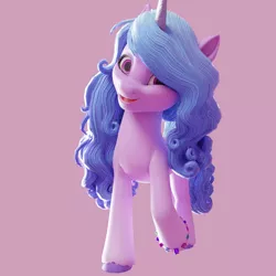 Size: 1080x1080 | Tagged: safe, artist:raymond, derpibooru import, izzy moonbow, pony, unicorn, 3d, blender, blender cycles, g5, image, looking at you, png, simple background, smiling, smiling at you