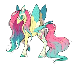 Size: 640x554 | Tagged: safe, artist:xenon, derpibooru import, fluttershy, pegasus, pony, colored wings, cutie mark, female, image, multicolored wings, png, raised hoof, redesign, simple background, solo, spread wings, transparent background, twitterina design, unshorn fetlocks, wings