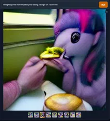 Size: 768x842 | Tagged: grimdark, derpibooru import, machine learning generated, screencap, twilight sparkle, unicorn, abomination, burger, caption, cursed image, food, hand, horror, image, image macro, photo, png, solo, text, the thing, window