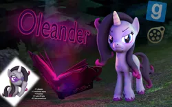 Size: 1696x1049 | Tagged: safe, artist:pika-robo, derpibooru import, oleander (tfh), ponified, pony, unicorn, them's fightin' herds, 3d, book, community related, download at source, downloadable, eyebrows, forest, frown, glasses, gmod, image, looking at you, png, revamped ponies, solo, source filmmaker, tree, unicornomicon, unshorn fetlocks