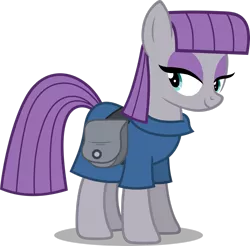 Size: 2469x2429 | Tagged: safe, artist:cencerberon, derpibooru import, maud pie, earth pony, pony, .svg available, bag, female, high res, image, mare, png, saddle bag, shadow, simple background, smiling, solo, transparent background, vector, when she smiles