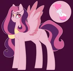 Size: 2973x2917 | Tagged: safe, artist:purplegrim40, derpibooru import, oc, unofficial characters only, pegasus, pony, colored wings, female, image, magical lesbian spawn, mare, offspring, parent:princess cadance, parent:somnambula, pegasus oc, peytral, png, purple background, simple background, smiling, two toned wings, wings