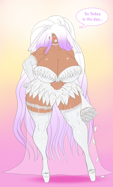 Size: 2968x4912 | Tagged: questionable, artist:annon, derpibooru import, gilda, human, big breasts, bimbo, bimbo 2.0, bimbo gilda, blushing, bouquet, breasts, bride, busty gilda, choker, cleavage, clothes, dark skin, dress, evening gloves, female, flower, gloves, gyaru, hair over one eye, hand on hip, high heels, huge breasts, image, long gloves, muscles, platform heels, png, rose, shoes, socks, solo, speech bubble, thigh highs, wedding dress, white eyeshadow, white lipstick, wide hips