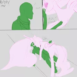 Size: 3000x3000 | Tagged: safe, artist:enonnnymous, derpibooru import, princess celestia, oc, oc:anon, alicorn, human, pony, /sun/, comic, image, kiss mark, kissing, lipstick, open mouth, pinned down, png, smiling