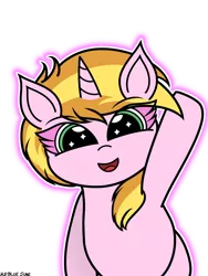 Size: 2304x3072 | Tagged: safe, derpibooru import, oc, oc:muse, unicorn, cute, female, glow, happy, high res, image, open mouth, png, signature, simple background, solo, transparent background