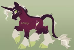 Size: 1920x1296 | Tagged: safe, artist:bishopony, derpibooru import, oc, oc:sparkling apple cider, unofficial characters only, classical unicorn, pony, unicorn, cloven hooves, facial hair, freckles, goatee, gradient background, image, jpeg, leonine tail, male, offspring, parent:big macintosh, parent:twilight sparkle, parents:twimac, signature, solo, stallion, unshorn fetlocks, watermark