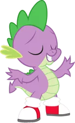 Size: 1280x2087 | Tagged: safe, artist:ponygamer2020, derpibooru import, spike, dragon, absurd resolution, clothes, clothes swap, converse, cosplay, costume, crossover, dragons wearing clothes, image, male, miles "spike" prower, miles "tails" prower, png, shoes, simple background, sneakers, solo, sonic the hedgehog (series), transparent background, vector