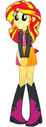 Size: 206x559 | Tagged: safe, sunset shimmer, equestria girls, boots, clothes, high heel boots, image, jacket, leather jacket, png, shirt, shoes, skirt, solo