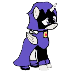 Size: 300x300 | Tagged: safe, artist:sugalawliet, derpibooru import, ponified, alicorn, pony, amulet, cloak, clothes, crossover, dc comics, female, gem, horn, image, jewelry, mare, png, raven (dc comics), shoes, simple background, smiling, teen titans go, transparent background, wings