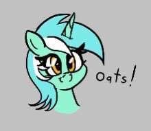 Size: 220x191 | Tagged: safe, artist:seafooddinner, derpibooru import, lyra heartstrings, pony, unicorn, aggie.io, bust, female, food, gray background, image, jpeg, mare, oats, simple background, smiling, solo