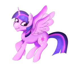 Size: 640x640 | Tagged: safe, artist:plasmaticia, derpibooru import, twilight sparkle, twilight sparkle (alicorn), alicorn, pony, image, looking back, png, smiling, solo, spread wings, wings