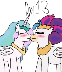 Size: 2000x2327 | Tagged: safe, artist:ktd1993, derpibooru import, princess celestia, queen novo, alicorn, hippogriff, my little pony: the movie, blushing, female, image, lesbian, novolestia, png, shipping, simple background, transparent background