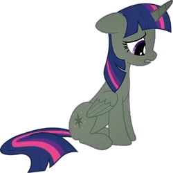 Size: 420x420 | Tagged: safe, derpibooru import, twilight sparkle, twilight sparkle (alicorn), alicorn, pony, emoticlone, female, floppy ears, horn, image, mare, png, recolor, simple background, sitting, transparent background, wings