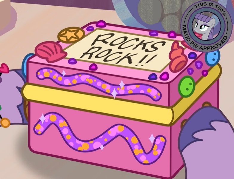 Size: 797x610 | Tagged: safe, derpibooru import, edit, edited screencap, screencap, izzy moonbow, maud pie, my little pony: tell your tale, spoiler:g5, spoiler:my little pony: tell your tale, spoiler:tyts01e13, caption, dumpster diving, g5, image, image macro, meme, png, rock pun, seal of approval, text, that's my pony, that's my x