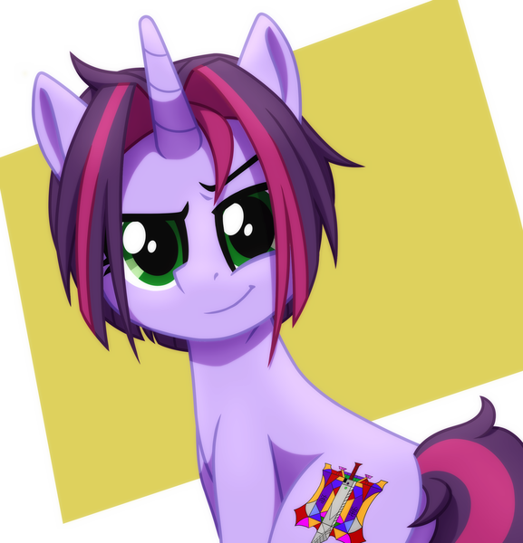 Size: 2560x2660 | Tagged: safe, artist:whitequartztheartist, derpibooru import, oc, oc:twilight garrison, unicorn, commission, image, png, simple background, solo