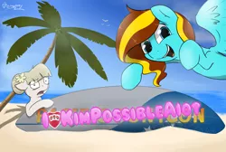 Size: 2988x2007 | Tagged: safe, artist:tetrapony, derpibooru import, oc, oc:ilovekimpossiblealot, oc:mission belle, unofficial characters only, earth pony, pegasus, pony, beach, earth pony oc, female, image, mare, pacific ponycon, pacific ponycon 2016, pegasus oc, png, wings