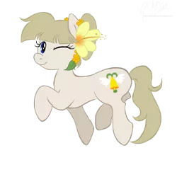 Size: 700x700 | Tagged: safe, artist:mscherbear, derpibooru import, oc, oc:mission belle, earth pony, pony, earth pony oc, female, image, mare, one eye closed, png, simple background, solo, transparent background, vector, wink