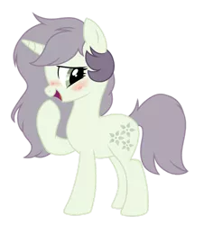 Size: 1280x1415 | Tagged: safe, artist:moonert, derpibooru import, oc, unofficial characters only, pony, unicorn, base used, blushing, eyelashes, female, horn, image, laughing, mare, png, raised hoof, simple background, solo, transparent background, unicorn oc