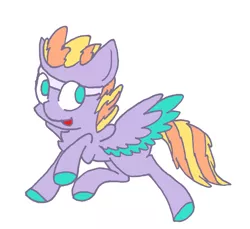 Size: 1980x1812 | Tagged: safe, artist:rainbowwing, derpibooru import, oc, oc:tropico cyclo, unofficial characters only, pegasus, pony, chest fluff, image, male, no pupils, open mouth, pegasus oc, png, raised hoof, simple background, simplistic art style, solo, spread wings, white background, wings